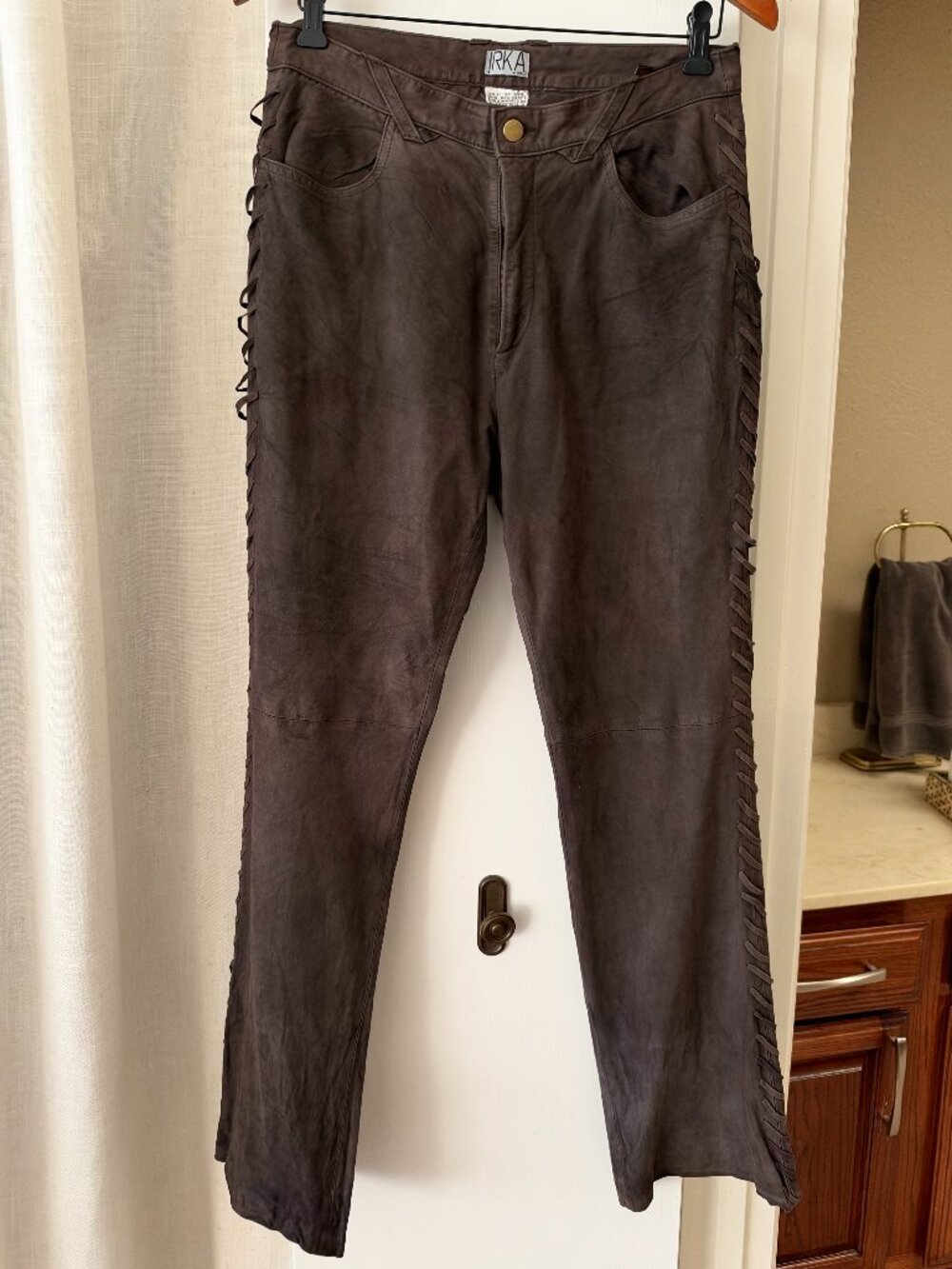 IRKA Brown Suede Lace-Up Side Pants — Size 12